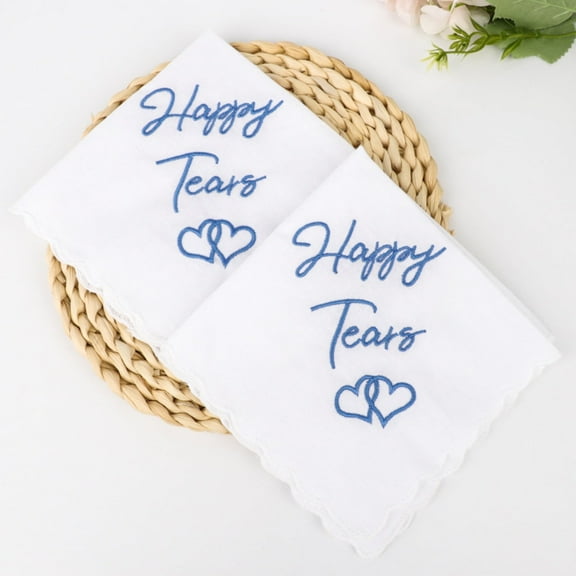 Wedding Handkerchief Happy Tears for Weddings and Bridal Gifts 5 Pcs