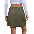 thumbnail image 2 of Women Corduroy Mini Skirt Casual High Waist Spring Work Short Skirt, 2 of 3