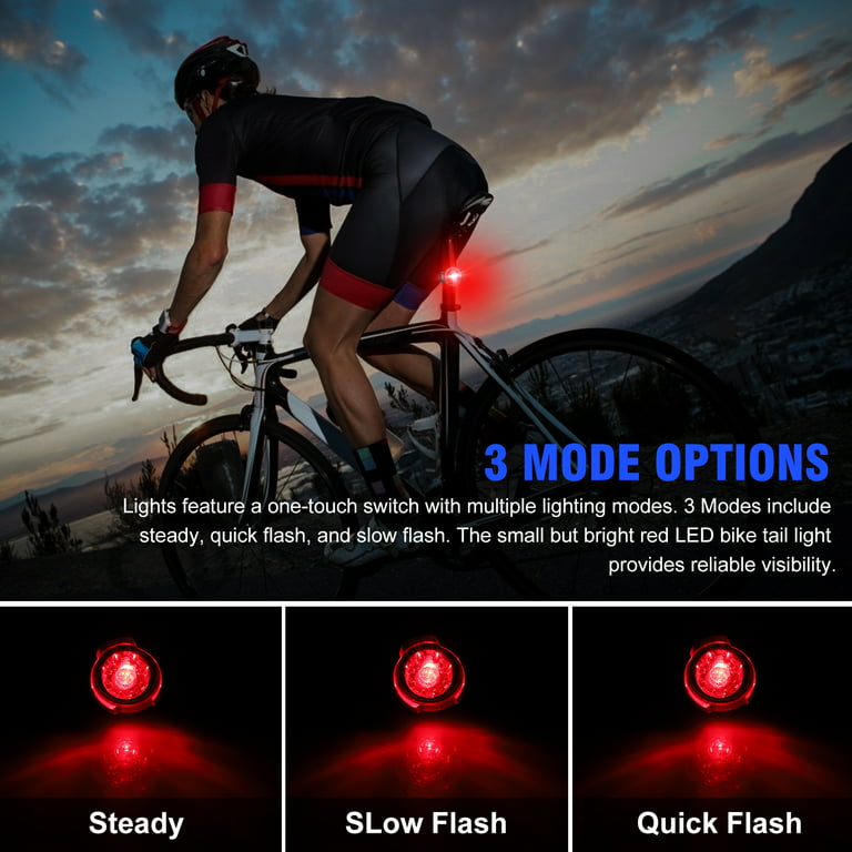 ironi forbi Moske EEEkit LED Bike Light Set, Super Bright Rear LED Bicycle Light, 3 Light  Mode Options, Waterproof Bike Tail Light for Road Bikes, Helmets, Cycling  Safety Light - Walmart.com