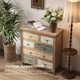thumbnail image 6 of 25.2" Vintage Tall Storage Cabinet, Rustic Multicolor Carved Wood Cabinet with 7 Drawers, Farmhouse Accent Furniture for Living Room, Dining Room, Hallway, 6 of 7