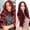 red, variant on Wadada 28 inch Deep Wave Lace Front Wigs ,With Corn Perm Wave Patter Long Curly Hair Lace Front Wigs Human Hair Pre Plucked Glueless Wigs Human Hair for Women (red)