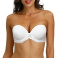 thumbnail image 2 of YANDW Strapless Clear Back Bra for Women Convertible Padded Lace Plus Size Bra Underwire, White 36F, 2 of 9