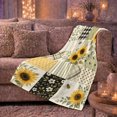thumbnail image 6 of Farmhouse Sunflower Bee Patchwork Collage, Peaceful Mountain Lake Scene, Warm Flannel Blanket for Ranch House and Living Room, Outdoor Lovers Thanksgiving Gift, Rustic Home Decor, 6 of 9