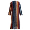 thumbnail image 3 of IBTOM CASTLE Men's Muslim Thobe Long Sleeve Striped Robe Gown Arab Islamic Kaftan Abaya Dress Middle East Dubai Ramadan Clothing 5XL Red, 3 of 8