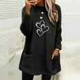 thumbnail image 2 of lcziwo Womens Winter Warm Fuzzy Fleece Sweatshirts Cute Heart Graphic Long Sleeve Crewneck Sherpa Pullover Loose Comfy Loungewear Thermal Tops with Pockets 50% Percent Off Sales Today Black S, 2 of 6