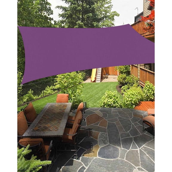 Purple Waterproof Sun Shade Sail Simple Background Modern Solid Color Monochrome Outdoor Patio Sun Shades Canopy UV Block Waterproof Sunshade for Garden Backyard Deck Pergola 14x18 Ft