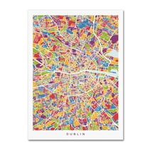 Trademark Fine Art 'Dublin Ireland City Map VI' Canvas Art by Michael Tompsett