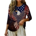 thumbnail image 7 of 250th Anniversary Women's Casual 3/4 Sleeve T-Shirt 250 Years of Freedom Shirt American Flag Patriotic Clothes, 7 of 7
