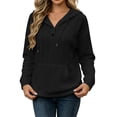 thumbnail image 2 of DailyTrove Women Cable Knit Henley Hooded Sweatshirt With Kangaroo Pocket Long Sleeve Tops, 2 of 8