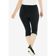 thumbnail image 2 of Woman Within Plus Size Petite Stretch-Cotton Knit Pull-On Capri Leggings, 2 of 5