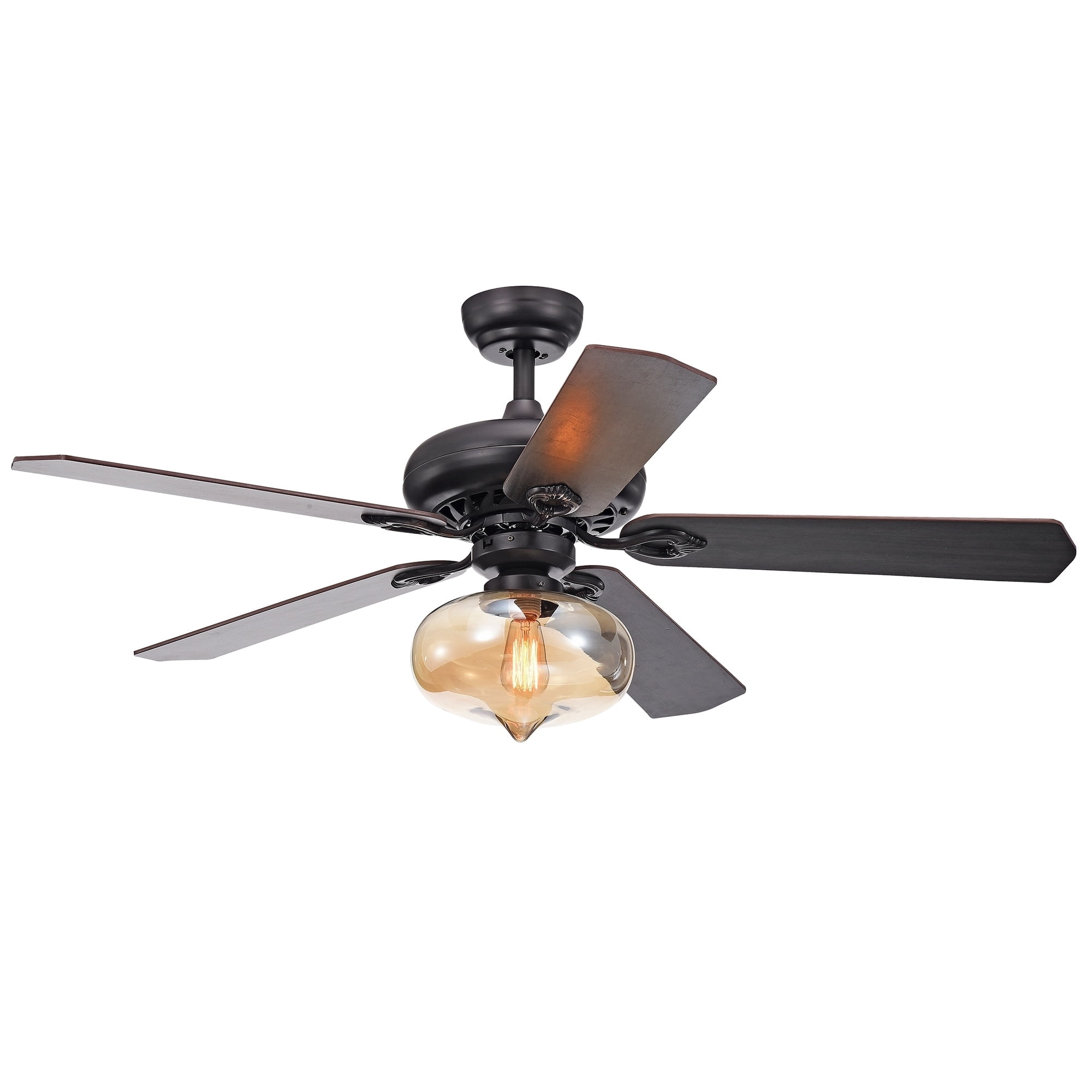 Warehouse of Tiffany CFL-8343REMO Figuera 52 in. 1-Light Indoor Black Finish Remote Controlled Ceiling Fan with Light Kit