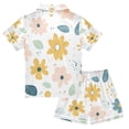 thumbnail image 2 of FORMRS Kids Short Sleeve Top and Pants Pajama Set Unisex Satin 2-Piece Sleepwear, Sizes 5-6Y, Cute Floral, 2 of 8
