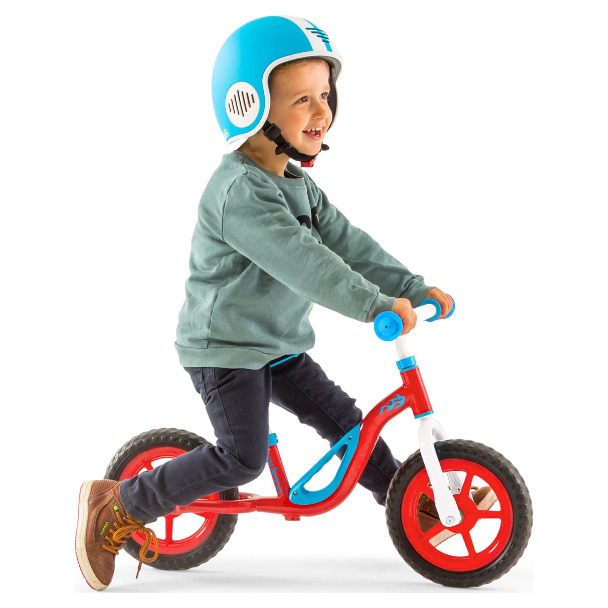 Chillafish Charlie Lightweight Toddler Balance Bike with Carry Handle, Adjustable Seat and Handlebar, Puncture-Proof 10-inch Wheels, for Kids 18-48 Months, Red