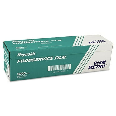 PVC Food Wrap Film Roll in Easy Glide Cutter Box 18" x 2000 ft, Clear