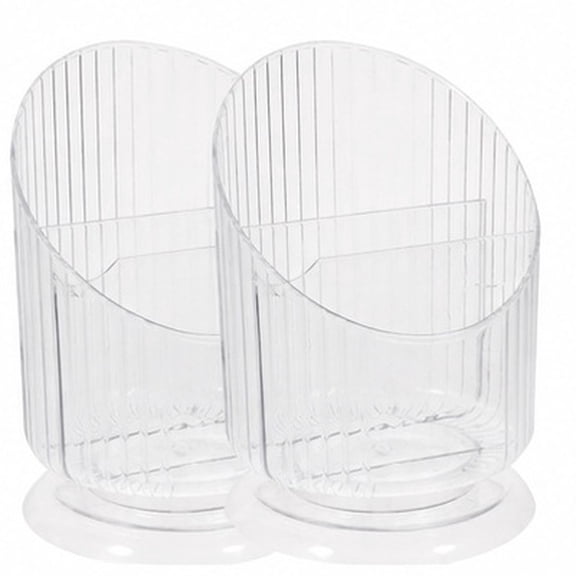 YOSADIER Multifunctional Clear Pet Makeup Organizer, White, for Makeup Brushes and Pens, 2Pcs