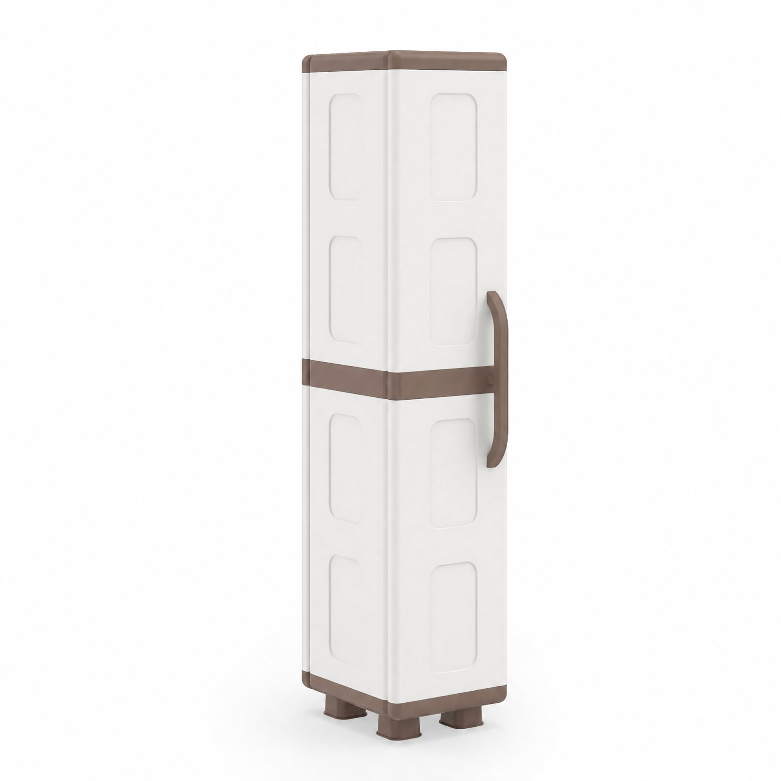 Furnibear Plastic Kitchen Pantry with 4 Adjustable Shelves and Single Door for Living Room and Kitchen for Living Room Bedroom Kitchen, Beige