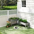 thumbnail image 2 of Outsunny 2 Tiers Raised Garden Bed, Wooden Elevated Planter Box, Grey, 2 of 10