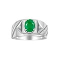 thumbnail image 1 of RYLOS Men's Rings Sterling Silver Rings Classic Designer Style 8X6MM Oval Gemstone & Diamond Ring Emerald May Birthstone Rings For Men Size 13, 1 of 6