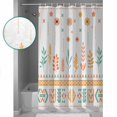 thumbnail image 3 of Extra Long Shower Curtain 72x84 Inch, Orange Teal Botanical Shower Curtain Waterproof Bathroom Decor Boho Ethnic Geometric Abstract Fabric Bath Curtain Set Accessories with Hooks, 3 of 6