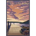 thumbnail image 2 of Art.com Wisconsin - Dock Scene and Lake Stretched Canvas Print Wall Art by Lantern Press, 12" x 18", 2 of 4