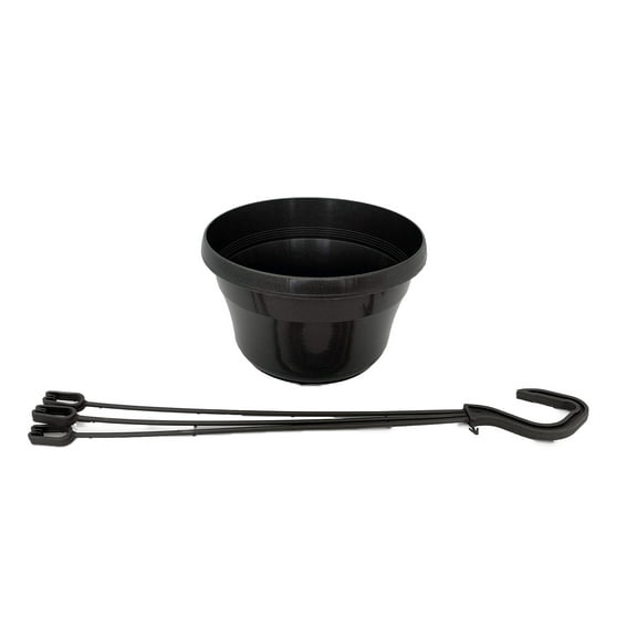 Metallic Grey Color 6" Plastic Hanging Basket with Attached Saucer