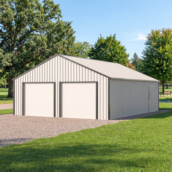 Chery Industrial 25' x 33' Double Garage Metal Shed –Heavy Duty Metal Garage Storage Shed with 8.5 x 8.5ft Motorized Roll-Up Door Kit
