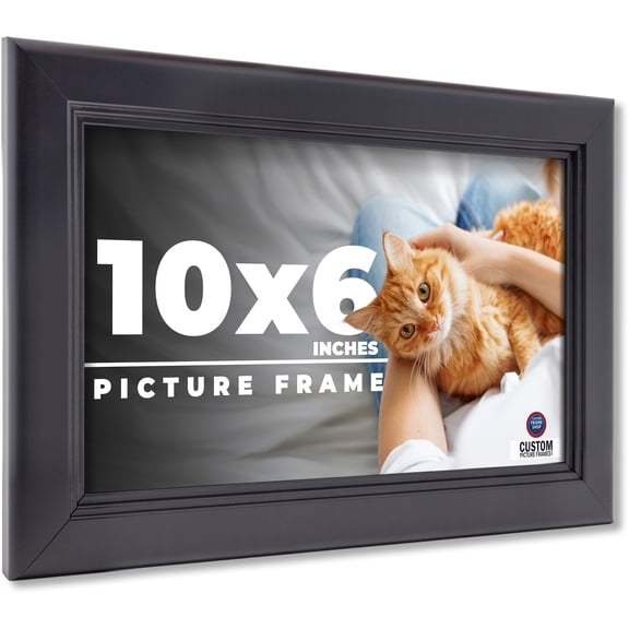 10x6 Frame Black Passaggi Solid Wood Picture Frame Width 1.5 Inches | Interior Frame Depth 0.5