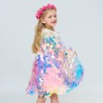 thumbnail image 2 of Capa de princesa con lentejuelas para niñas, capa de fantasía de Navidad, Reina de la nieve, arcoíris brillante, sirena, mascarada, fiesta de cumpleaños, 2 of 5