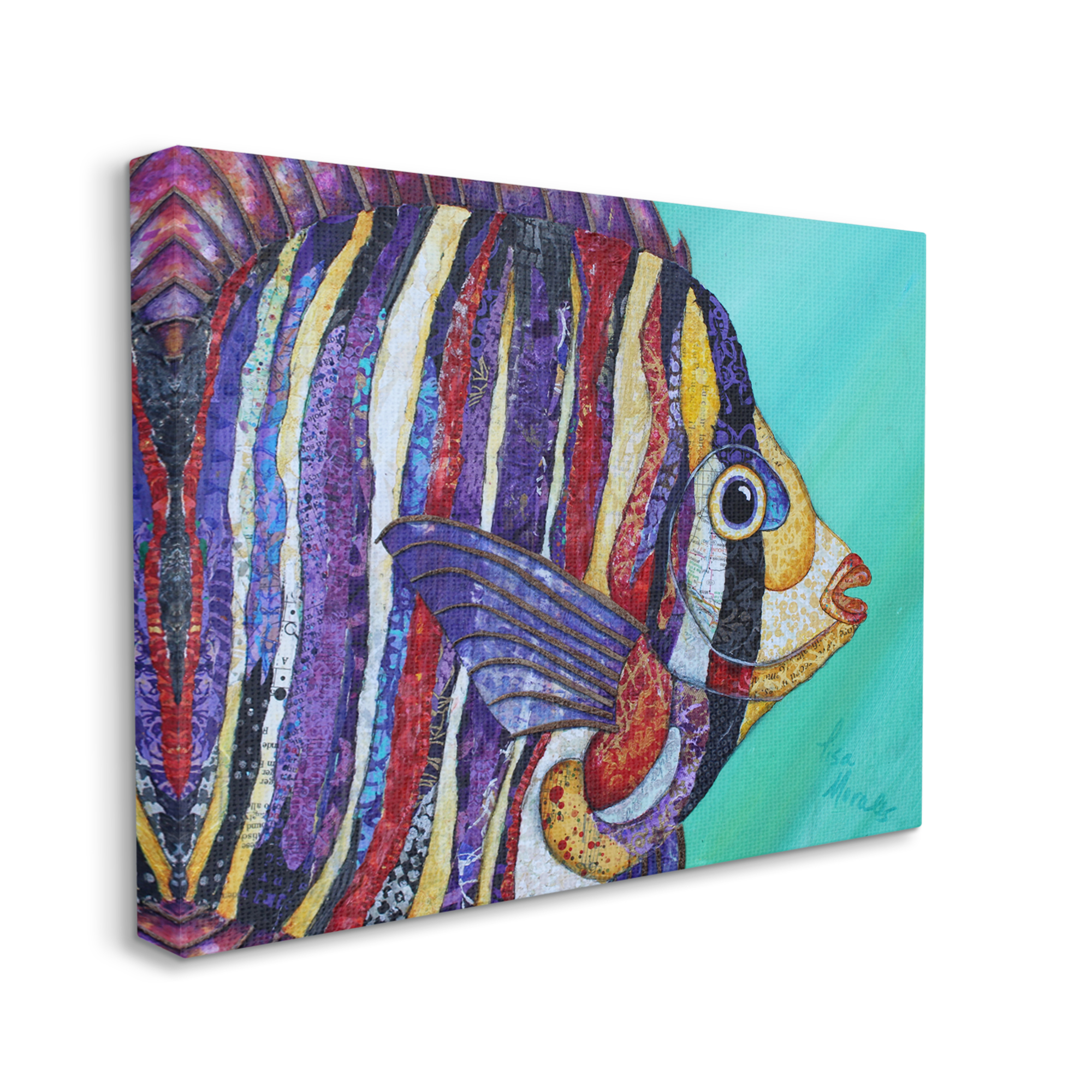 Stupell Industries Broad Fin Varied Layered Stripes Aquatic Fish Design Painting Gallery Wrapped Canvas Print Wall Art, Design by Lisa Morales