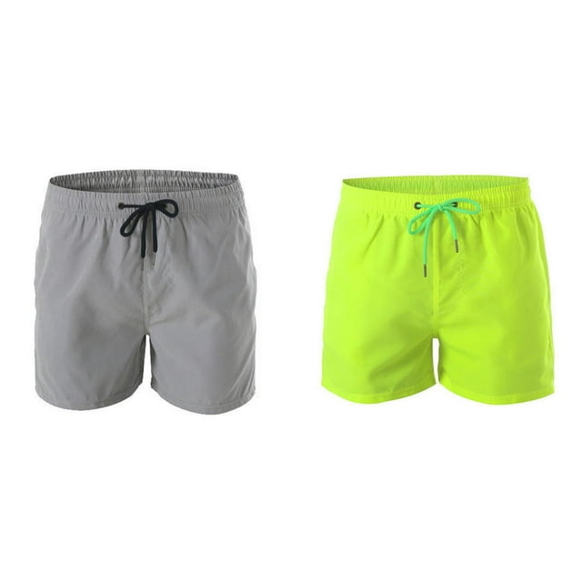 (Lot de 2) Rinsvye Shorts de Plage pour Hommes Maillots de Bain Séchage Rapide avec Doublure Maillots de Bain Décontractés Shorts de Compression Doublés Maillots de Bain pour Hommes