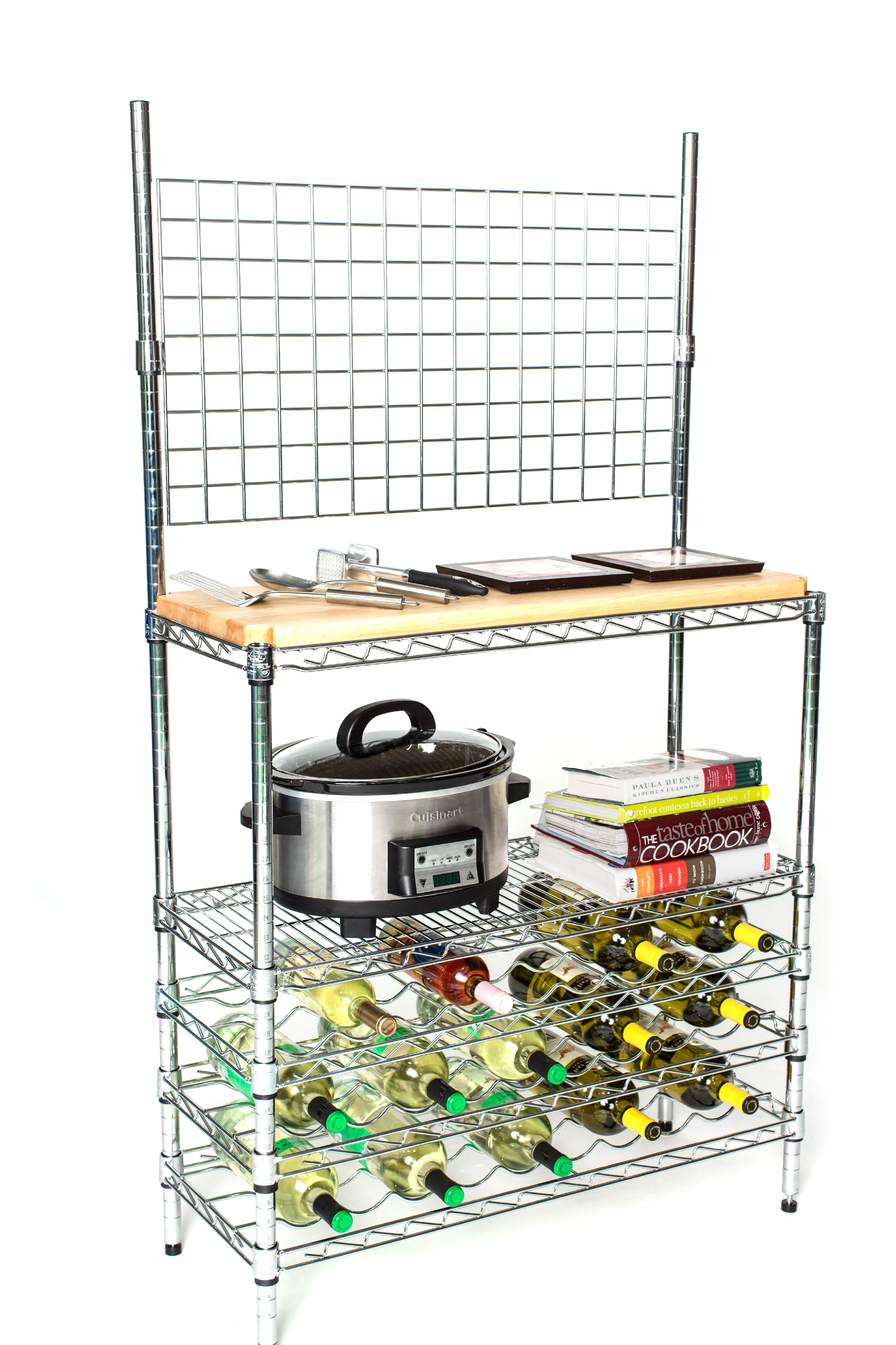 14" Deep x 48" Wide x 74" High Superior Chrome Bakers Rack with Wine