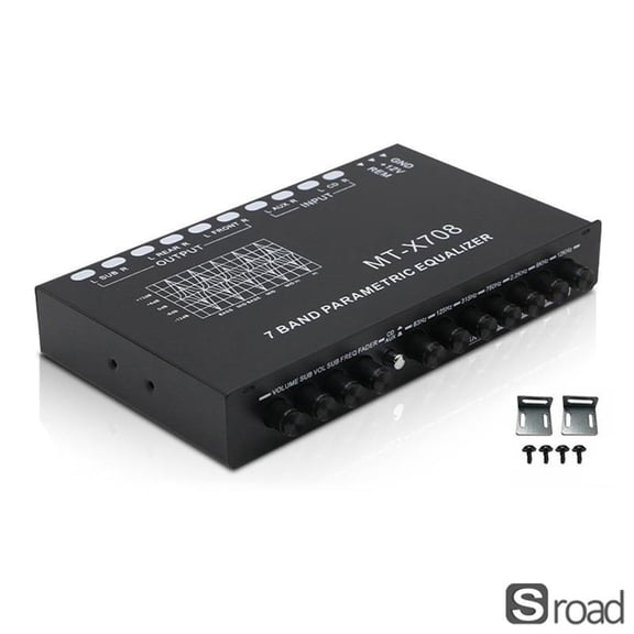 7 Band In-Dash Car Equalizer With Subwoofer Control, Parametric Audio EQ Crossover For Car Stereo, Front/Rear/Sub Output, High Level Input - Car Audio Tuning Amplifier