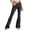 Black, variant on Women's Mid Waist Flared Jeans, High Rise Retro Vintage Distressed Bootcut Denim Pants, Stretch Elastic Waist Skinny Fit Casual Streetwear Jeans for Daily Wear Black L