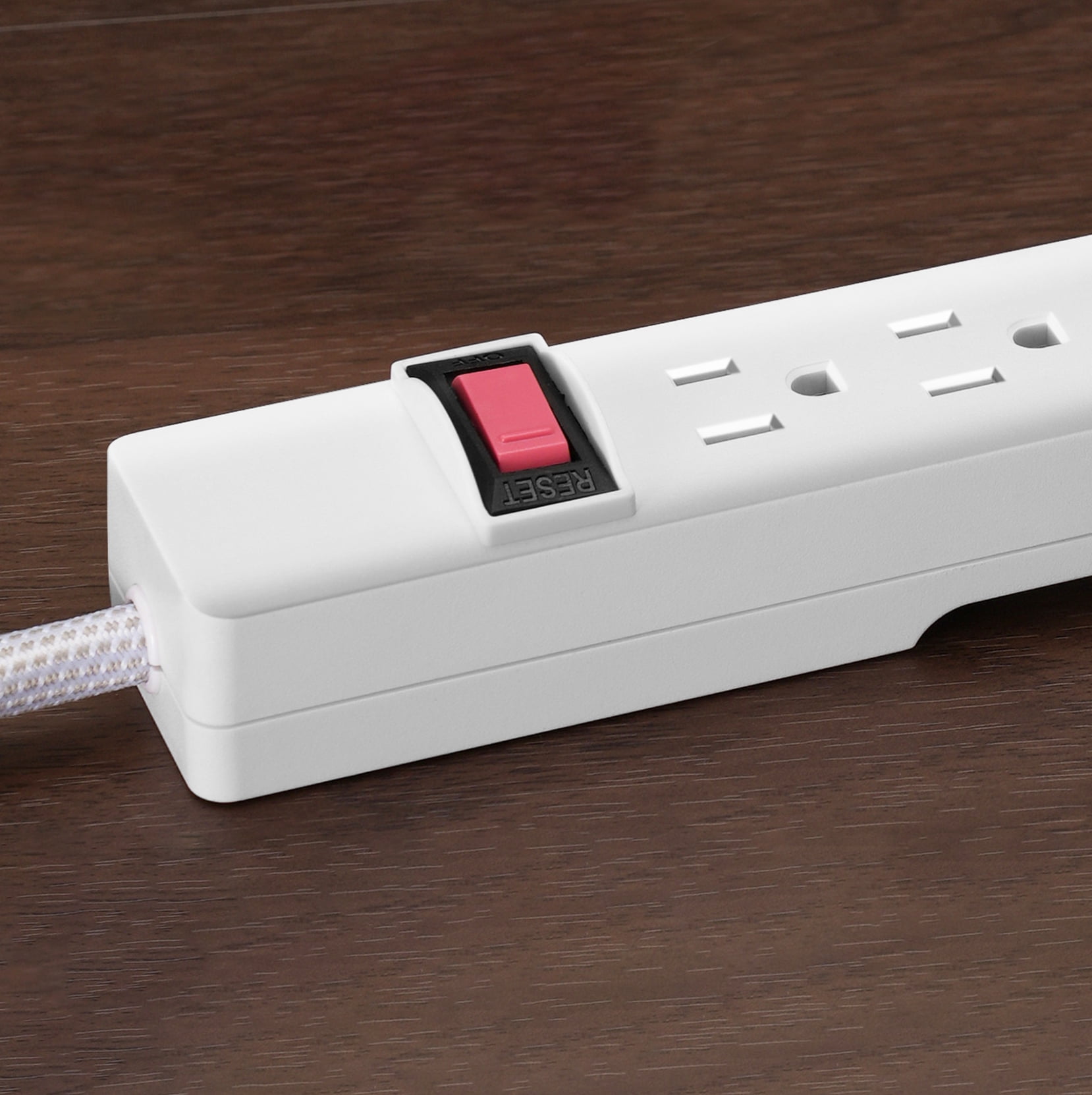 Hyper Tough 6-Outlet Indoor Power Strip, 8 ft Braided Extension Cord, ETL Certified, White, 2-Pack