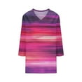 thumbnail image 4 of Sriper Women's V-Neck Tops Solid Color,3/4 Sleeve Trendy Tie-Dye T-Shirts,Fall Elbow Sleeve Tops,Loose Fit Tunic Pullover,Blusas de Mujer en Oferta,Comfortable & Hot Pink M, 4 of 5