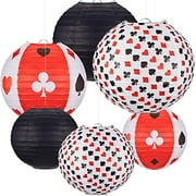 6 Pieces Casino Party Decoration Casino Paper Lanterns Poker Party Lanterns Casino Themed Party Centerpiece Decoration for Birthday Carnival Party Supplies