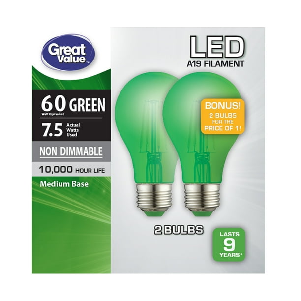 Great Value LED Light Bulb, 7.5W (60W Equivalent) A19 Lamp E26 Medium
