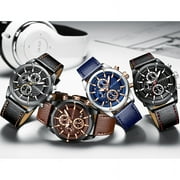 Sport Watch Men Waterproof Leather Strap Chronograph Mens Wristwatch Quartz Wrist Watches Men Luxury Male Watch
