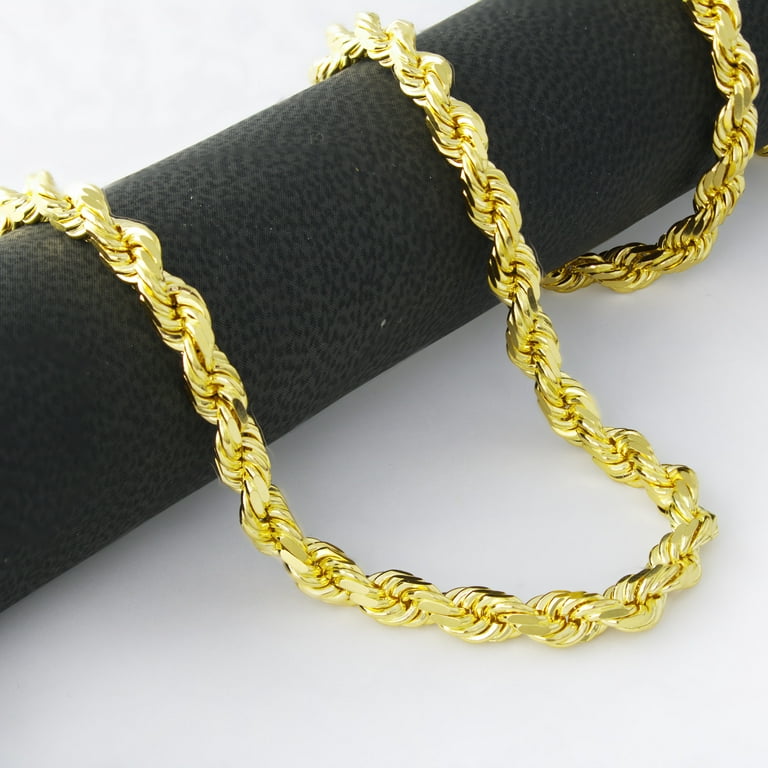 Real Solid 10K Rope Necklace 6mm Chain 18-30 inch 10kt Yellow Gold Diamond Cut 24 inch