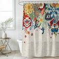 thumbnail image 6 of Polyester Fabric Boho Flowers Shower Curtain, Abstract Ethnic Vintage Bohemian Floral Waterproof Bathtub Curtain Bathroom Decor Set with Hooks 72 x 84 Inches, 6 of 6