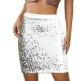 thumbnail image 2 of Mepaouo Women's Sequin Skirt Sparkle Stretchy Bodycon Shiny Mini Skirts Dress for Night Out Party, 2 of 4