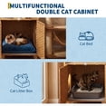 thumbnail image 3 of Double Litter Box Enclosure for 2 Cats - Rattan Hidden Cat Furniture with Litter Mat 2 Hooks & Doors, Large Cat House for 2 Litter Boxes, Easy Clean, 47.2" l x 19.7" w x 23.6" h Brown, 3 of 7
