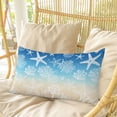 thumbnail image 4 of Blue Beige Ombre Coastal Pillow Covers, Linen Long Throw Pillow Case, Nautical Beach Starfish Coral Summer Holiday Pillow Protector Decorative Cushion Cover for Living Room/Bedroom 24" x 36", 4 of 8