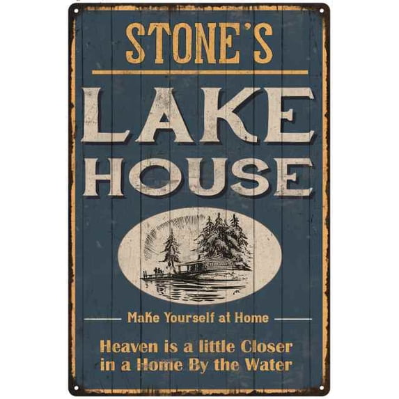 STONE'S Lake House Blue Cabin Home Decor 16 x 24 Matte Finish Metal 116240038162
