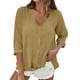 thumbnail image 3 of Tops casuales para mujer,Camiseta de manga larga con cuello en V para mujer, blusa informal lisa, tejido de poliéster suave, cómoda para uso diario, sopatenor, 3 of 8