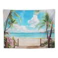 thumbnail image 5 of ERAPDAUR  Beach Decor Tapestry, Ocean Sea Tropical Island Palm Tree Scenic View From Balcony Summer Tropical Scenery Wall Hanging Nature Tapestry For Bedroom Living Room Dorm 40x30inch, 5 of 6