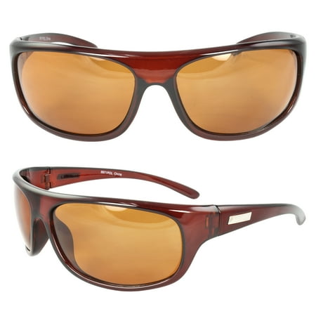 Vr28 Brown Lens - Polarized Wrap Around Fashion Sunglasses Brown Frame Brown Lenses for Men and Women