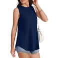 thumbnail image 6 of Women's Sleeveless Round Neck Solid Color Pullover Tank Top Camisole Casual Fashionable Loose Fit Breathable Summer Beachwear | CSEONE,Navy XL, 6 of 9