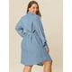 thumbnail image 3 of Vestido Camisero De MezclilPor EnciDe RodilCon Mangas Largas Tallas Grandes PaMujer Azul Cielo XXL, 3 of 6