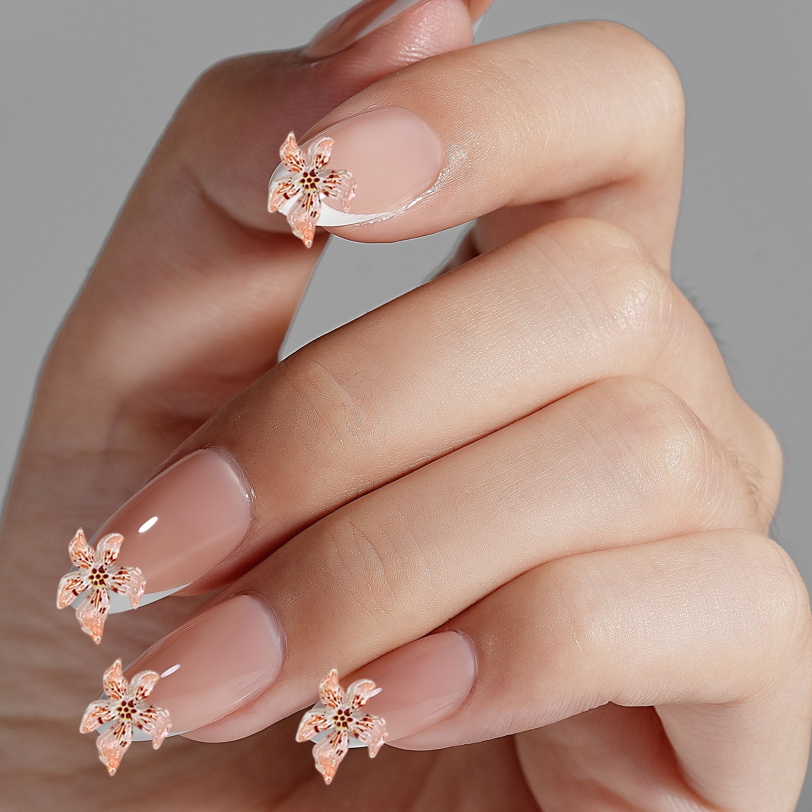 50 Stück 3D Blumen Nagel Charms – Bunte Lilien, Leuchtend, Mit Glitter, Aus Harz, Für Nail Art & DIY
